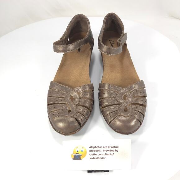 Clarks Strappy Slip On Casual Block Heel Loafer Womens Size 8 26069523 Brown - Picture 2 of 9